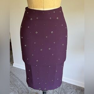 Elizabeth and James Purple Studded Pencil Skirt